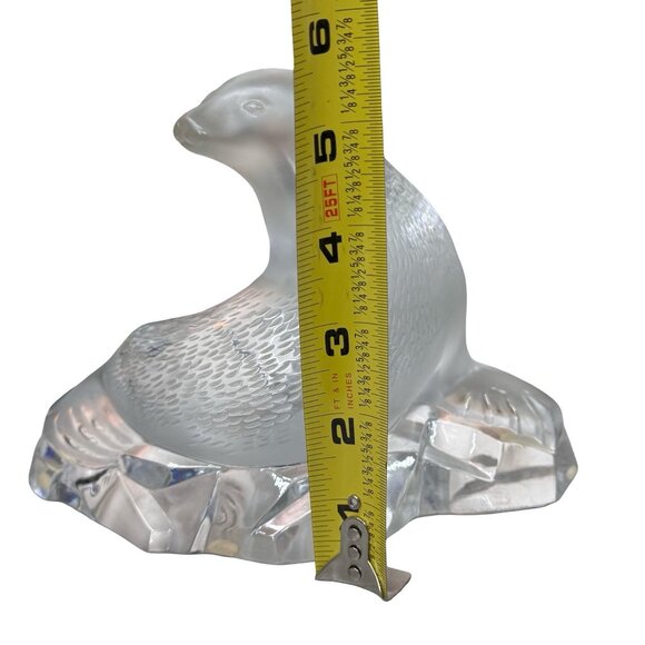 Lalique Crystal Seal Sea Lion Sculpture Signed Frosted Art Glass Original Stickr - Picture 4 of 10